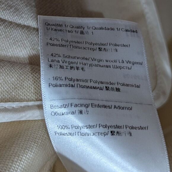 Escada Women's EU 40, US M Wool Blend Powder Cream Rose Gold Two Button Blazer - Picture 11 of 12